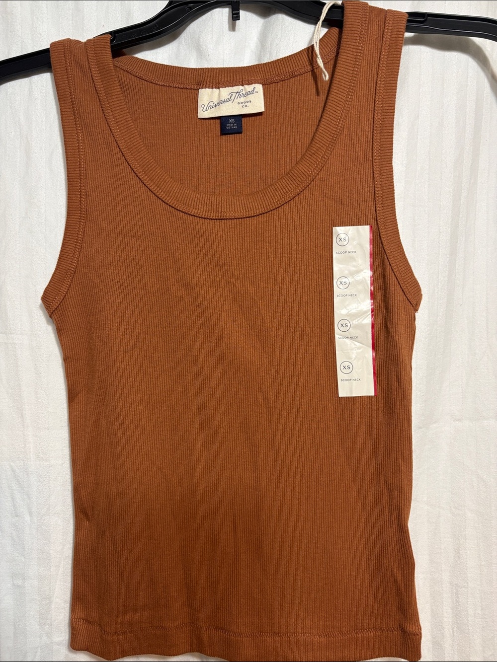 Universal Thread Ribbed Scoop Tank Top - Rust Brown